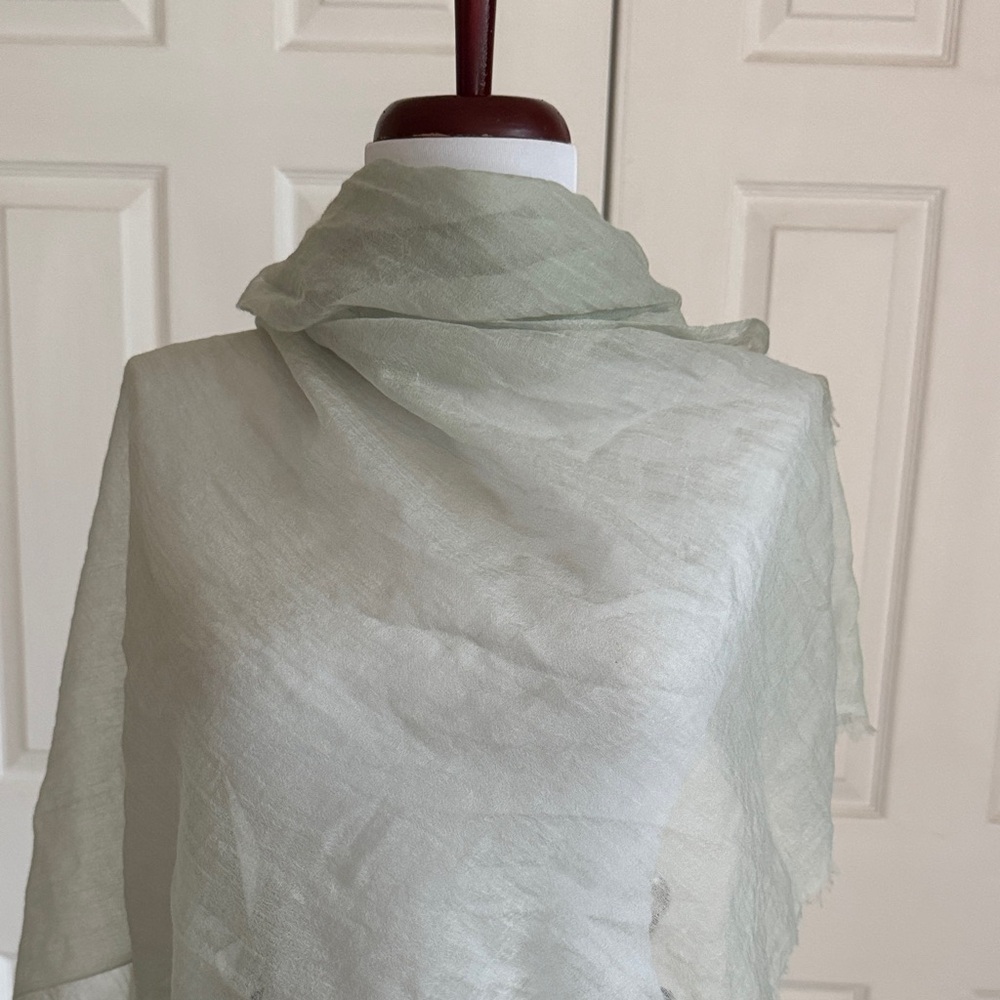 Cashmere Light Green Sheer Scarf - Picture 6 of 10